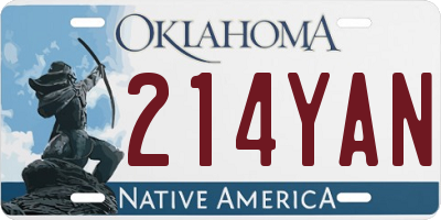 OK license plate 214YAN