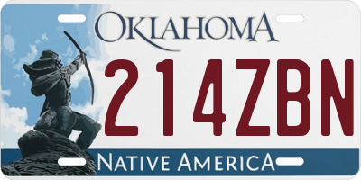 OK license plate 214ZBN