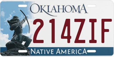 OK license plate 214ZIF