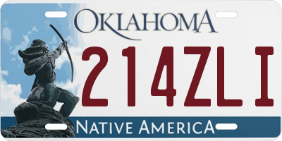 OK license plate 214ZLI