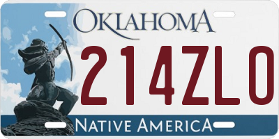 OK license plate 214ZLO