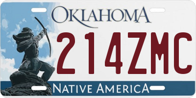 OK license plate 214ZMC