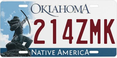 OK license plate 214ZMK