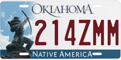 OK license plate 214ZMM