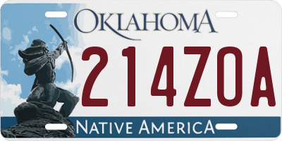 OK license plate 214ZOA