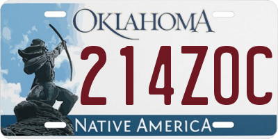 OK license plate 214ZOC