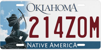 OK license plate 214ZOM