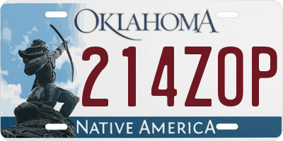 OK license plate 214ZOP