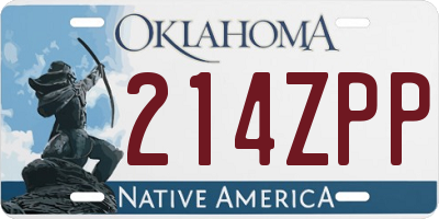 OK license plate 214ZPP