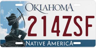 OK license plate 214ZSF