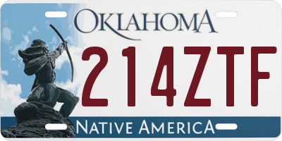 OK license plate 214ZTF