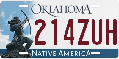 OK license plate 214ZUH