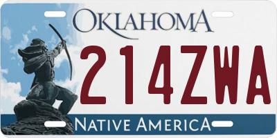OK license plate 214ZWA