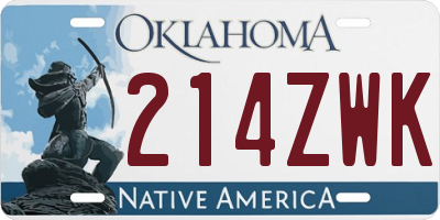 OK license plate 214ZWK