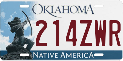 OK license plate 214ZWR