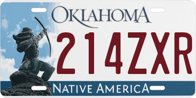 OK license plate 214ZXR