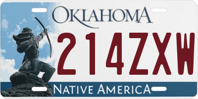 OK license plate 214ZXW