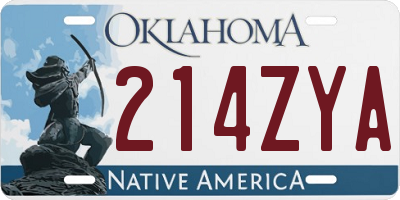 OK license plate 214ZYA