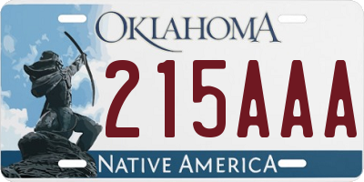 OK license plate 215AAA