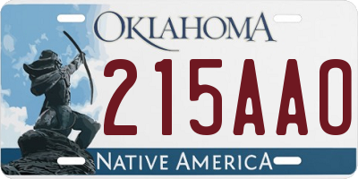 OK license plate 215AAO