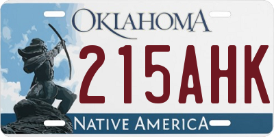 OK license plate 215AHK