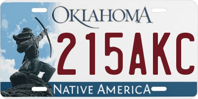 OK license plate 215AKC