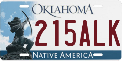 OK license plate 215ALK