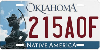 OK license plate 215AOF
