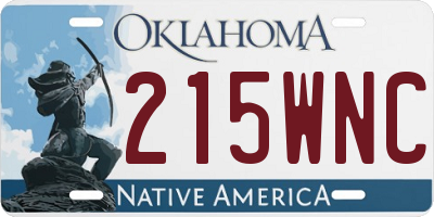 OK license plate 215WNC