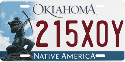 OK license plate 215XOY