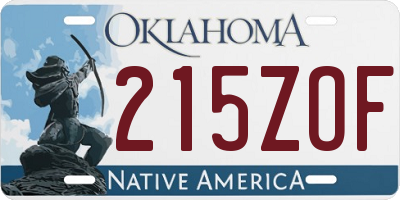 OK license plate 215ZOF