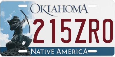 OK license plate 215ZRO