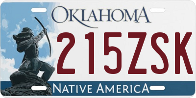 OK license plate 215ZSK