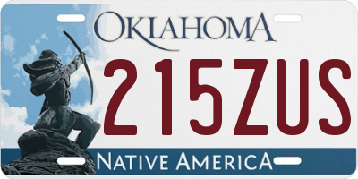 OK license plate 215ZUS