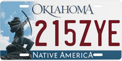 OK license plate 215ZYE