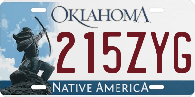 OK license plate 215ZYG