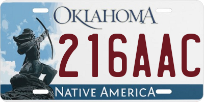 OK license plate 216AAC