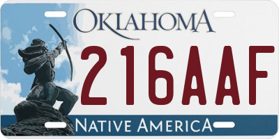 OK license plate 216AAF