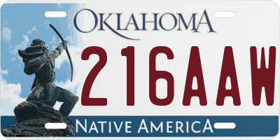 OK license plate 216AAW