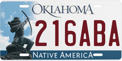 OK license plate 216ABA