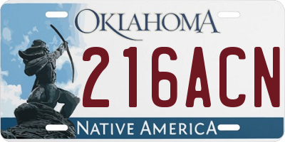 OK license plate 216ACN