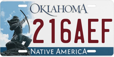 OK license plate 216AEF