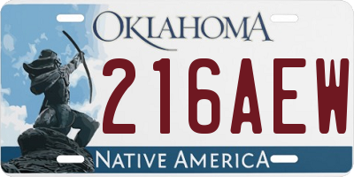OK license plate 216AEW