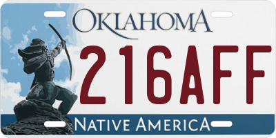 OK license plate 216AFF