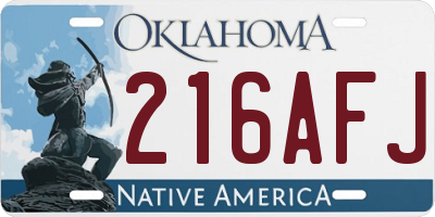 OK license plate 216AFJ
