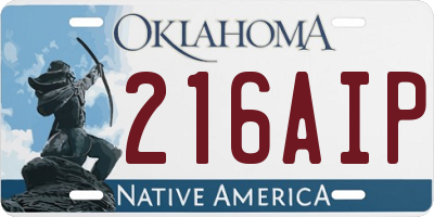 OK license plate 216AIP
