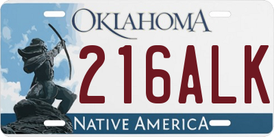 OK license plate 216ALK
