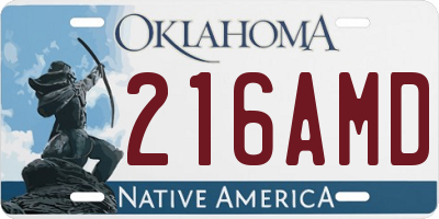 OK license plate 216AMD