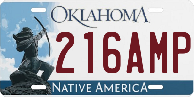 OK license plate 216AMP