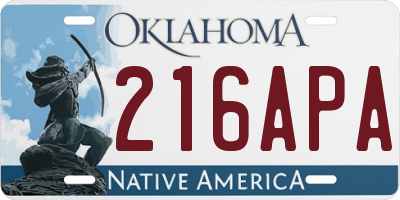 OK license plate 216APA
